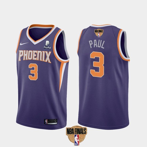 Men's Phoenix Suns #3 Chris Paul 2021 Purple NBA Finals Icon Edition Stitched Jersey Men's Phoenix Suns #3 Chris Paul 2021 Purple NBA Finals Icon Edition Stitched Jersey